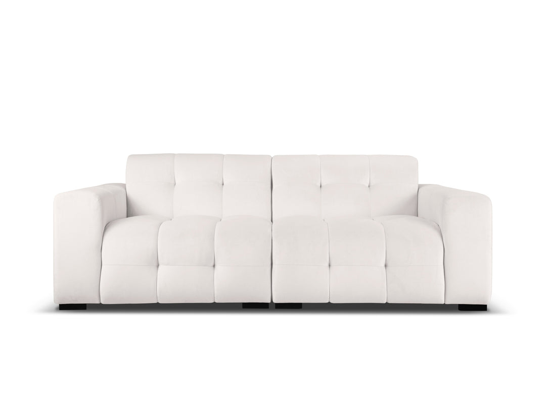 MICADONI Kendal sofa 4 sæder grå fløjl og sort bøgetræ