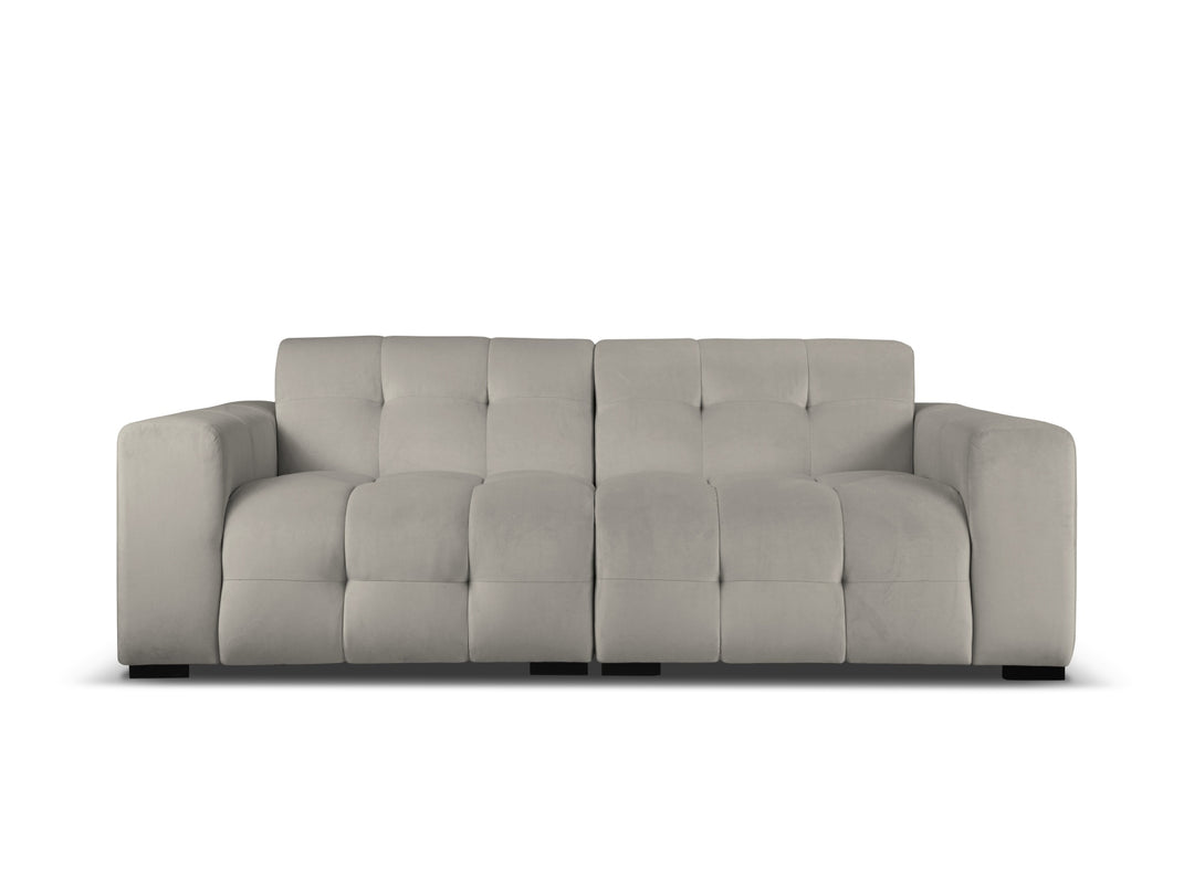 MICADONI Kendal sofa 4 sæder antracitgrå fløjl og sort bøgetræ