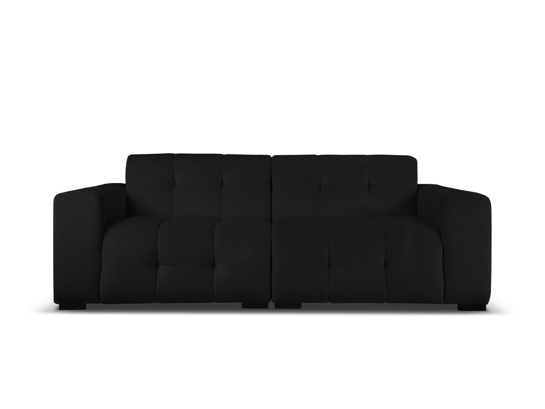 MICADONI Kendal sofa 4 sæder sort fløjl og sort bøgetræ