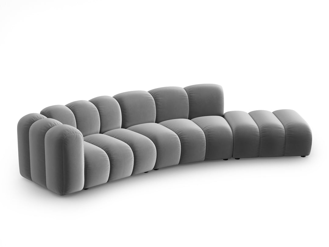MICADONI Lupin Modul sofa højre 5 sæder grå fløjl og sort plast