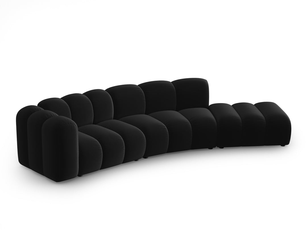 MICADONI Lupin Modul sofa højre 5 sæder sort fløjl og sort plast