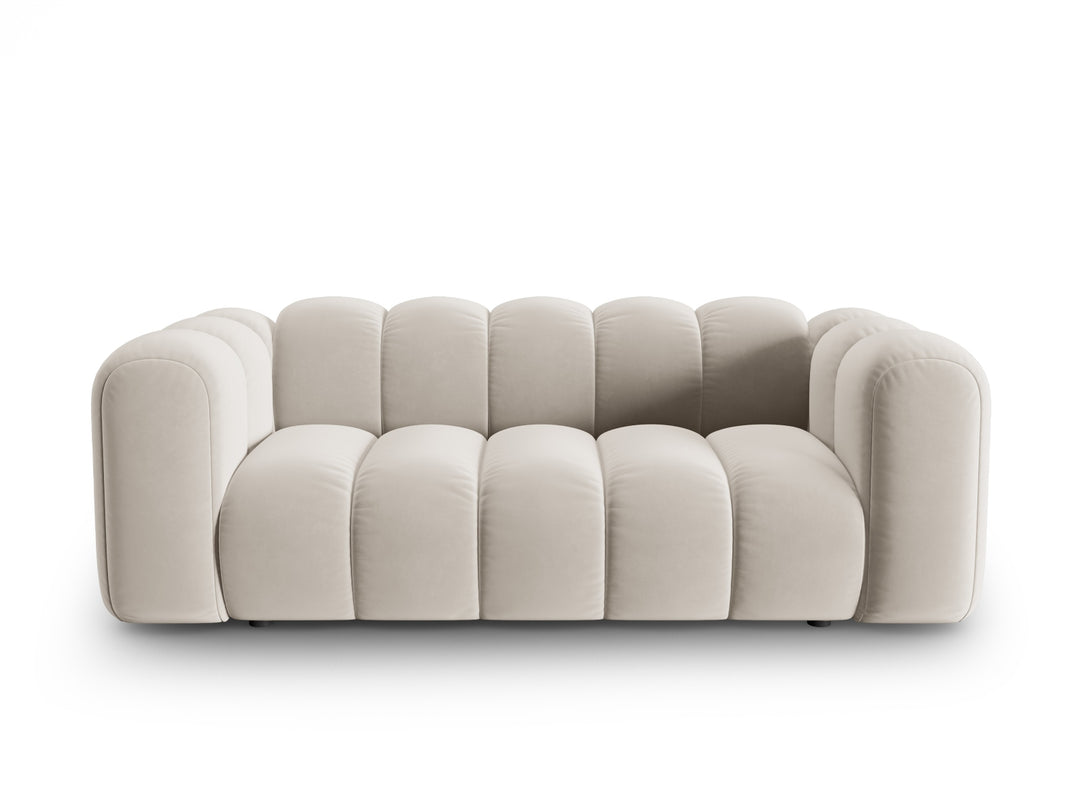 MICADONI Lupin sofa 2 sæder beige fløjl og sort plast
