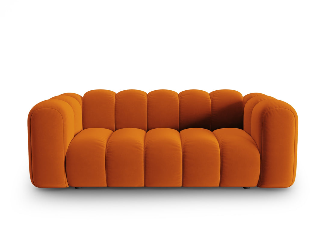 MICADONI Lupin sofa 2 sæder orange fløjl og sort plast