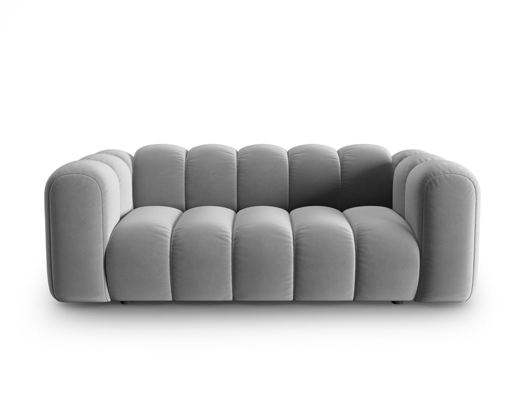 MICADONI Lupin sofa 2 sæder grå fløjl og sort plast