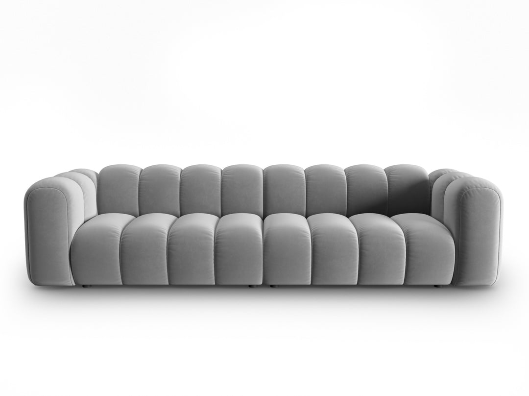 MICADONI Lupin Modul sofa 4 sæder grå fløjl og sort plast