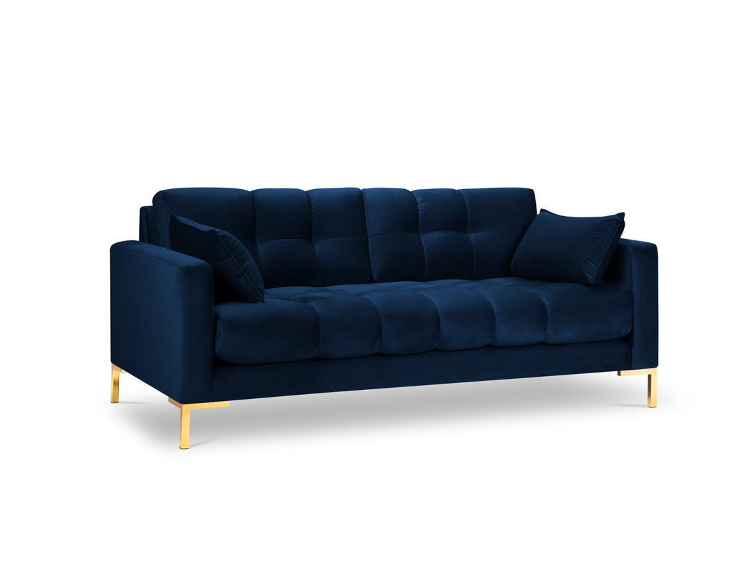 MICADONI Mamaia sofa 3 sæder blå fløjl og guld metal