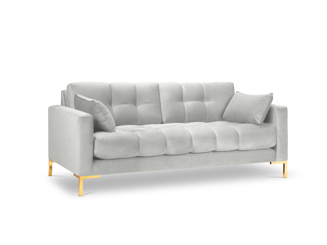 MICADONI Mamaia sofa 3 sæder sølv fløjl og guld metal