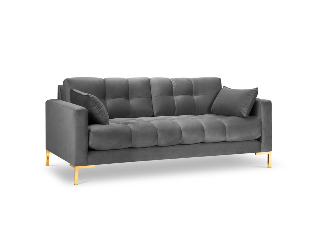 MICADONI Mamaia sofa 3 sæder grå fløjl og guld metal
