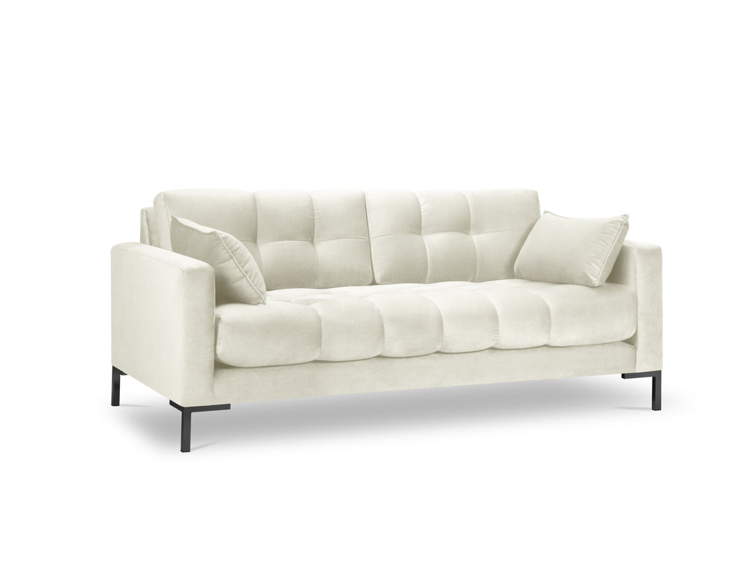 MICADONI Mamaia sofa 3 sæder beige fløjl og sort metal