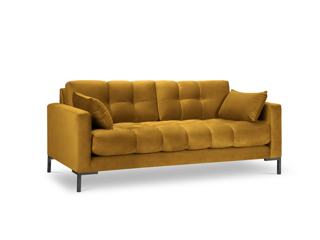 MICADONI Mamaia sofa 3 sæder gul fløjl og sort metal