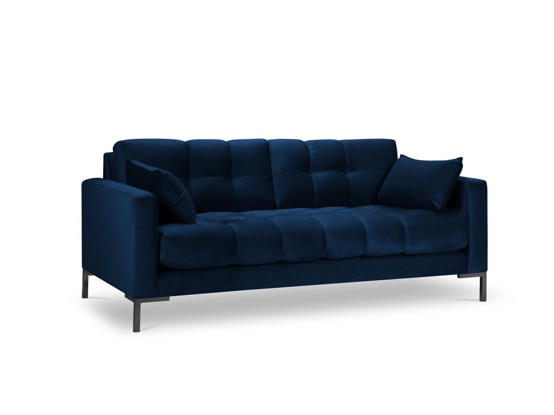 MICADONI Mamaia sofa 3 sæder blå fløjl og sort metal