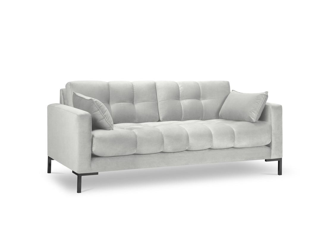 MICADONI Mamaia sofa 3 sæder sølv fløjl og sort metal