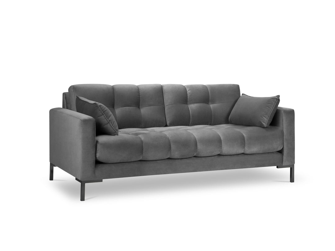 MICADONI Mamaia sofa 3 sæder grå fløjl og sort metal