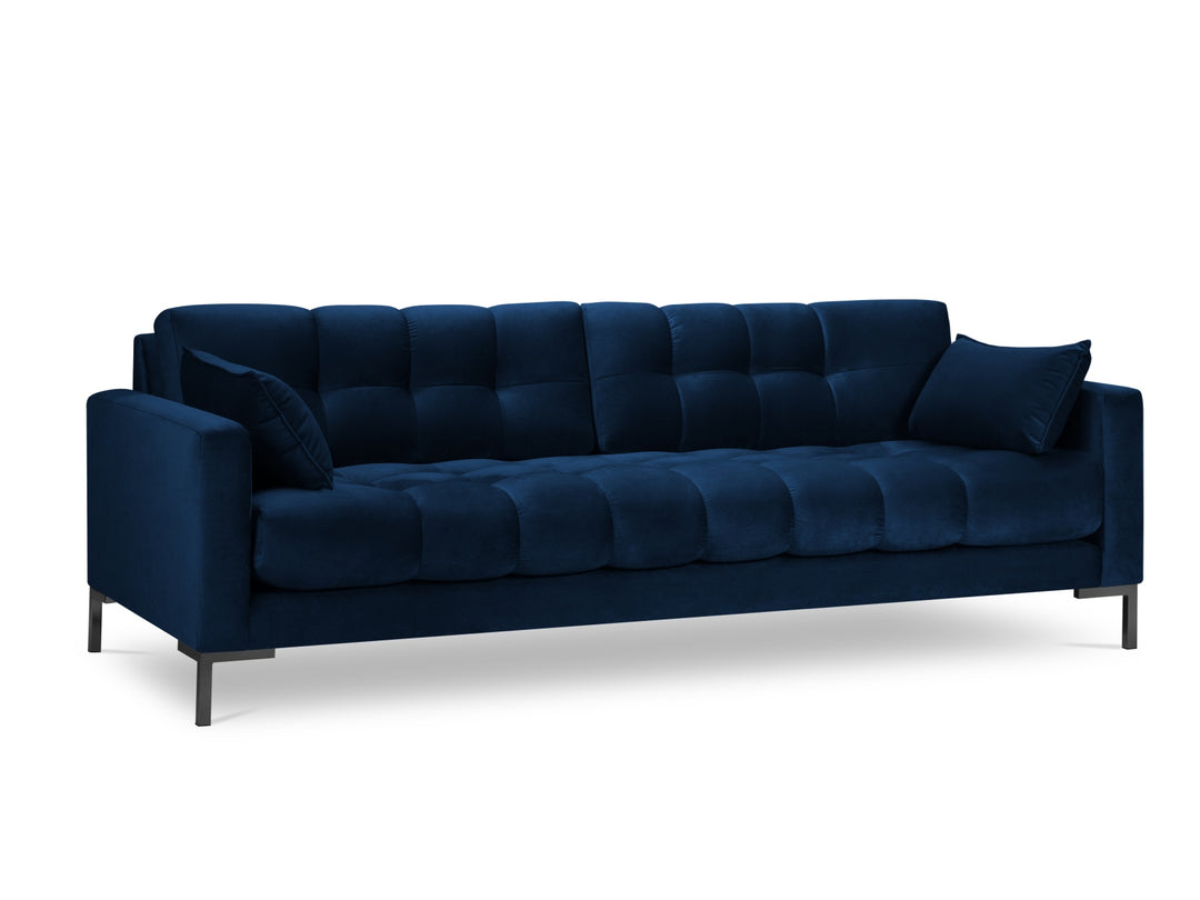 MICADONI Mamaia sofa 4 sæder blå fløjl og sort metal