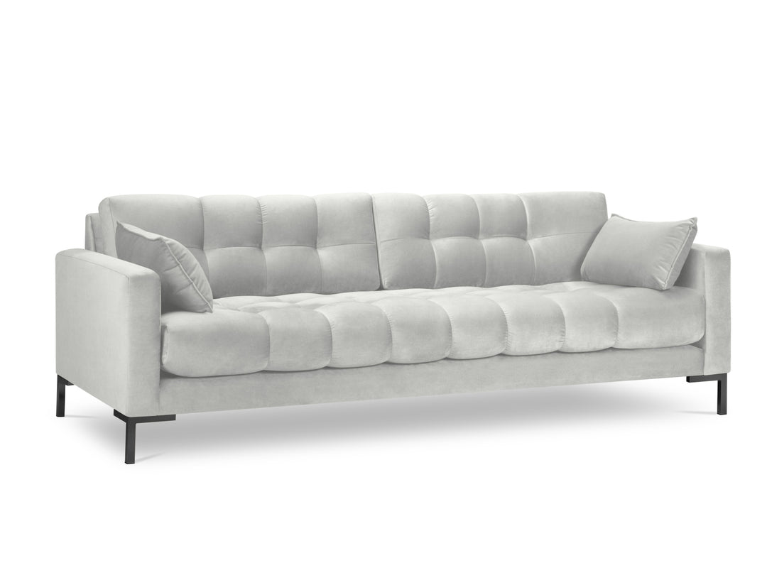 MICADONI Mamaia sofa 4 sæder sølv fløjl og sort metal