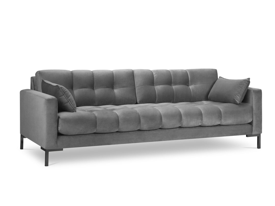 MICADONI Mamaia sofa 4 sæder beige fløjl og sort metal