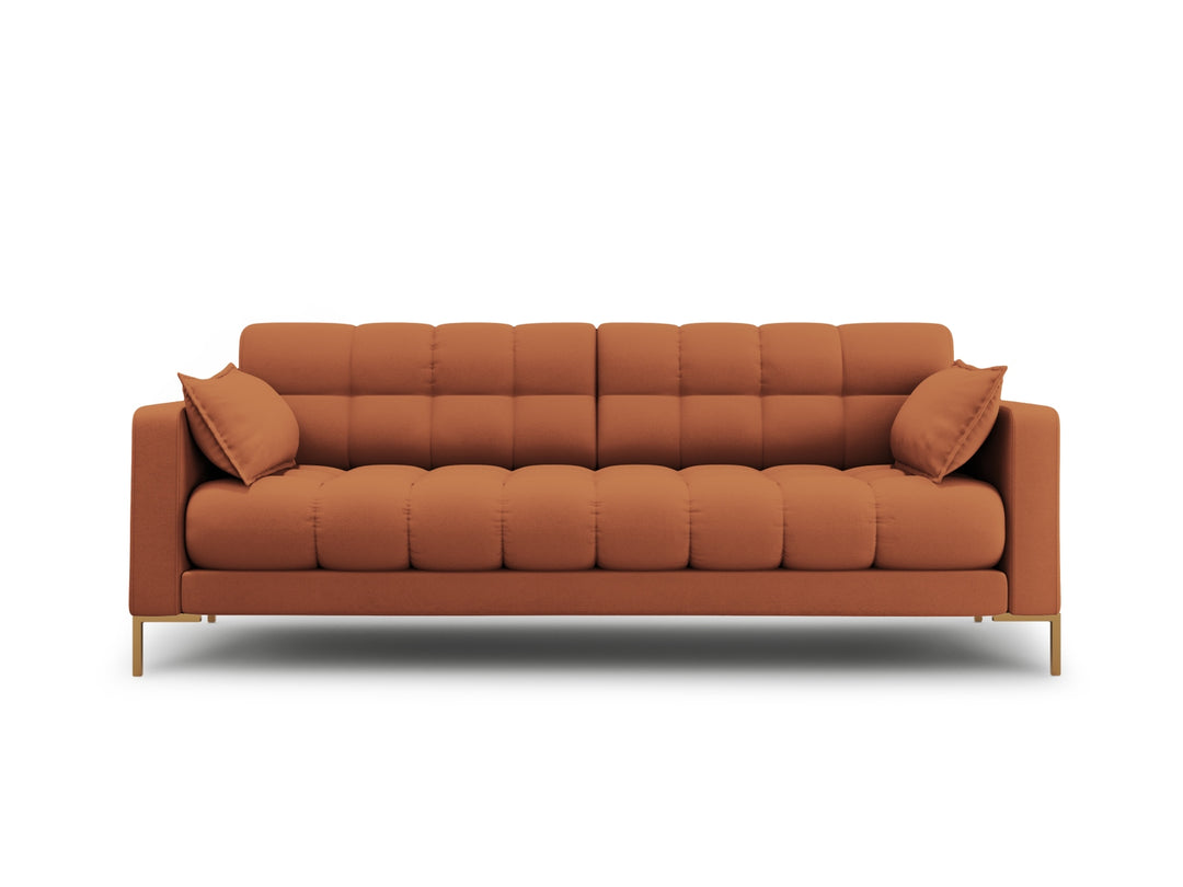 MICADONI Mamaia sofa 4 sæder brun stof og guld metal