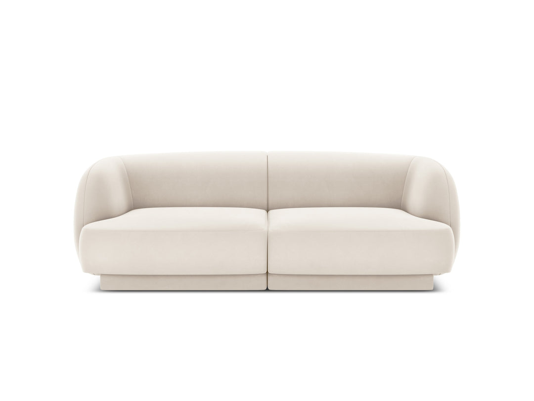 MICADONI Miley sofa 2 sæder beige fløjl og sort plast