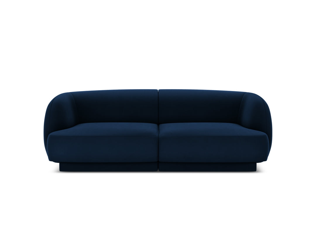 MICADONI Miley sofa 2 sæder blå fløjl og sort plast