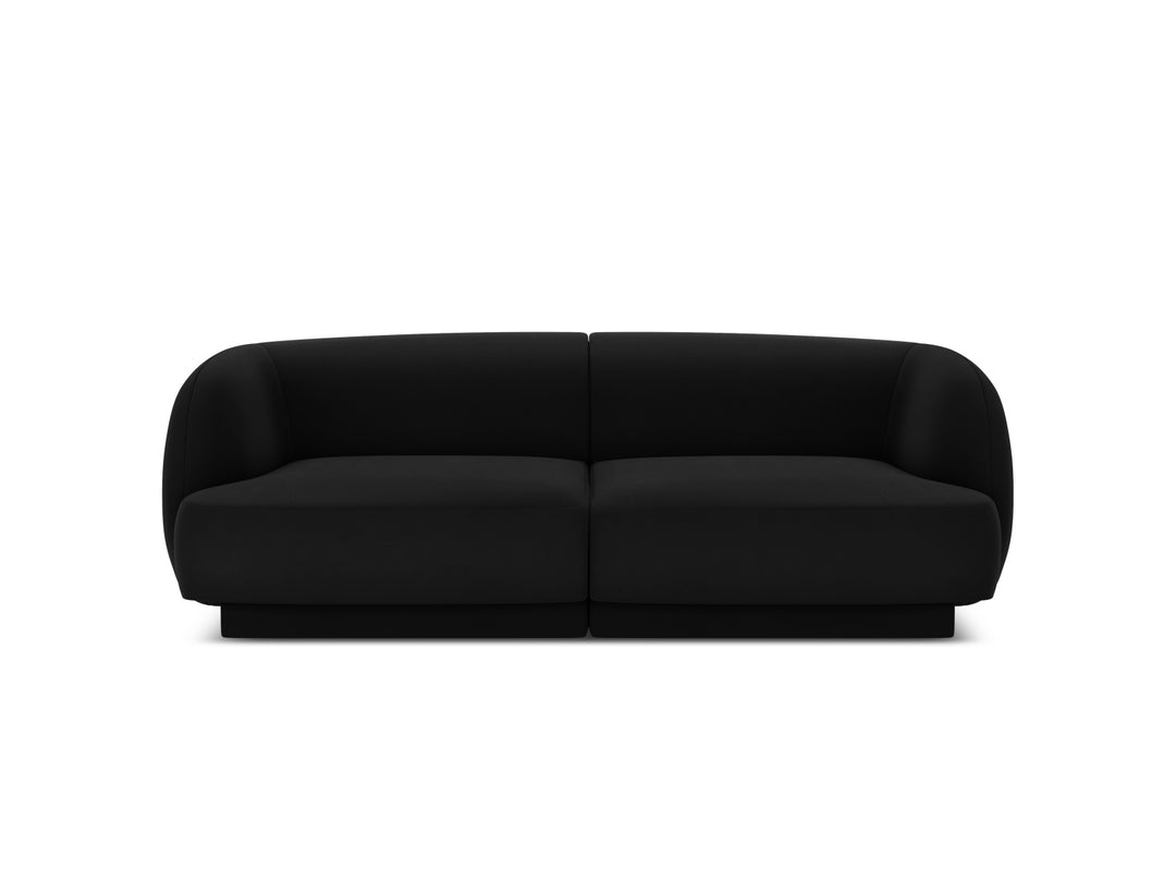 MICADONI Miley sofa 2 sæder sort fløjl og sort plast
