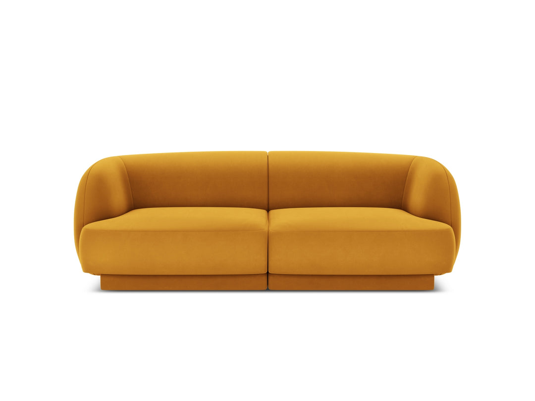 MICADONI Miley sofa 2 sæder gul fløjl og sort plast
