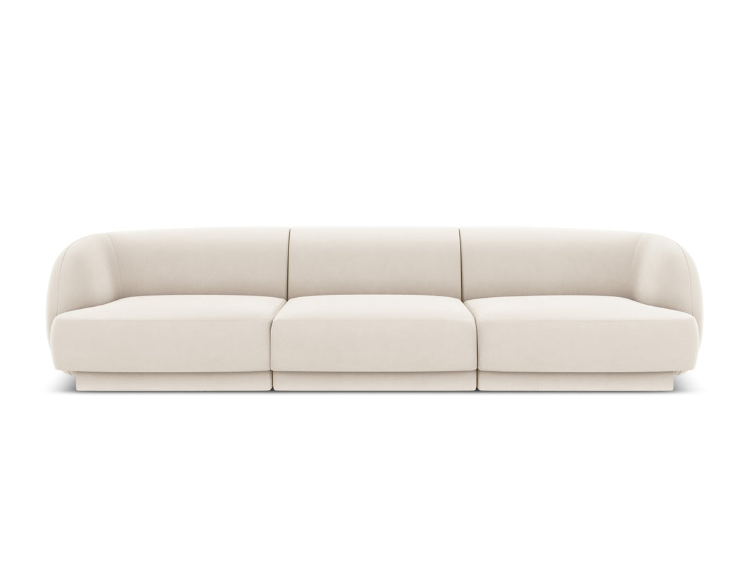 MICADONI Miley sofa 3 sæder beige fløjl og sort plast