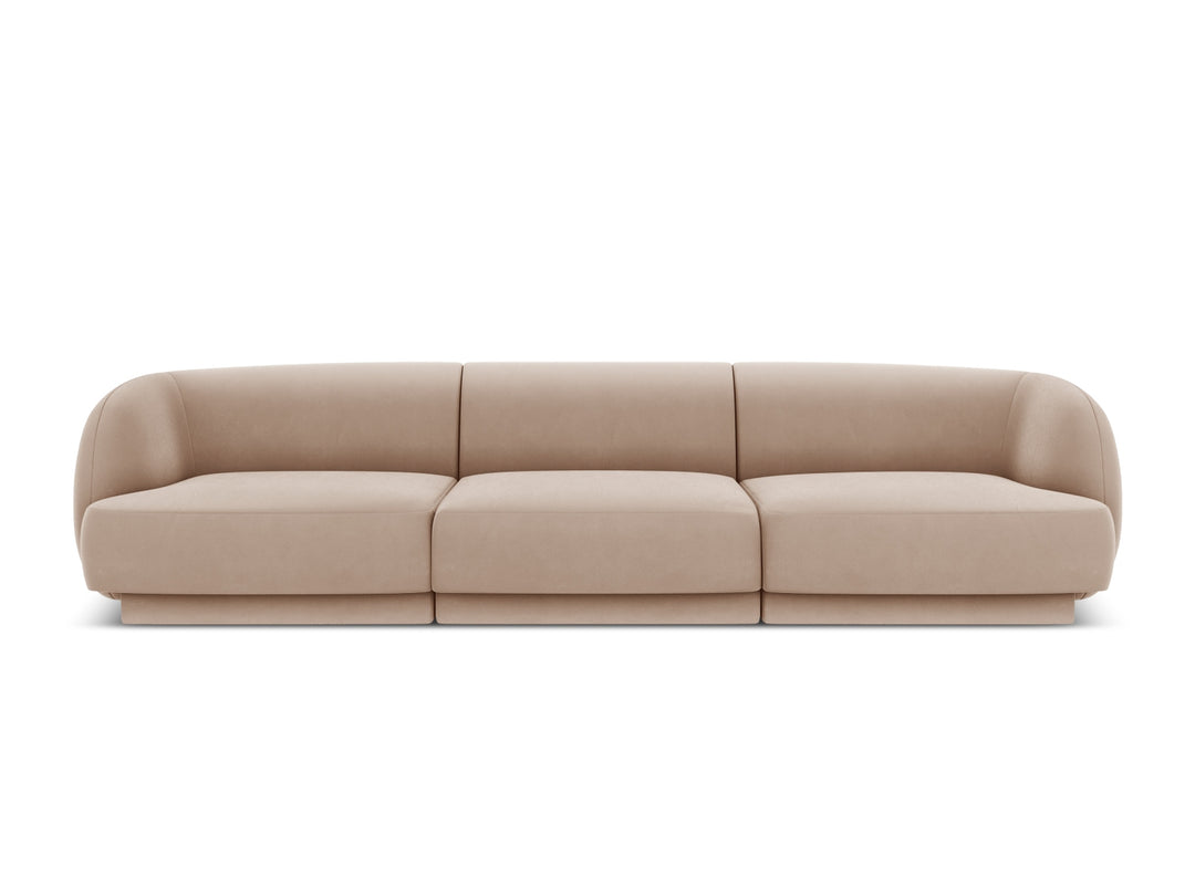 MICADONI Miley sofa 3 sæder brun fløjl og sort plast