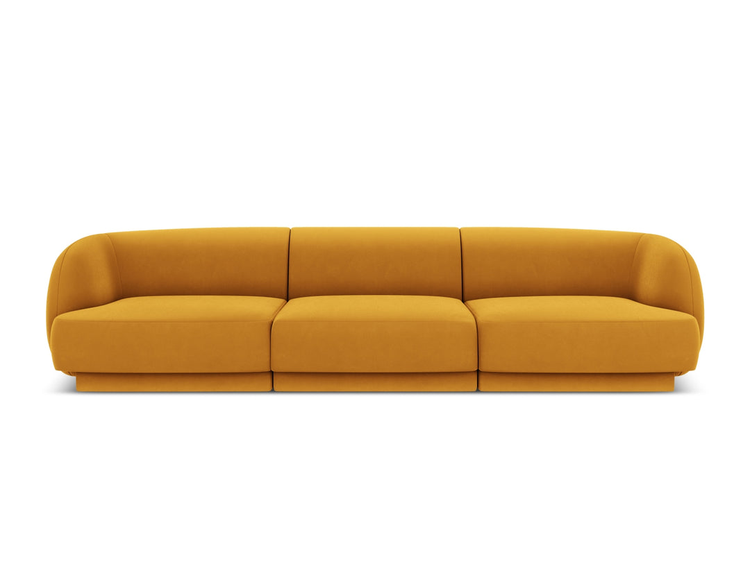 MICADONI Miley sofa 3 sæder gul fløjl og sort plast