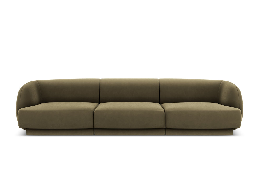 MICADONI Miley sofa 3 sæder grøn fløjl og sort plast