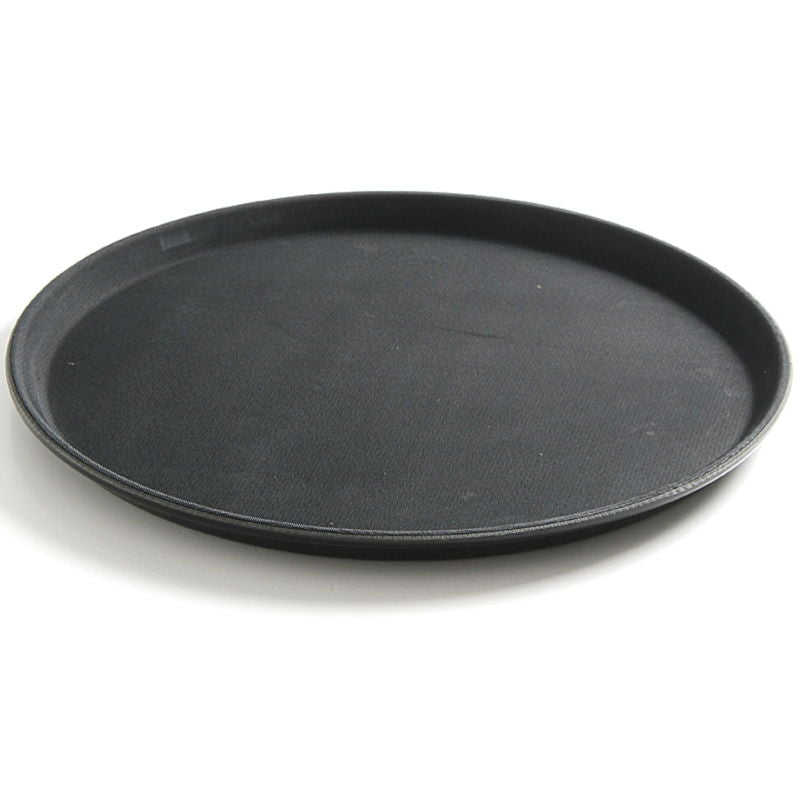 Produktbillede af Serveringsbakke Rund Sort Skridsikker 360x20 Mm Pp på tilbud – premium kvalitet og detaljer