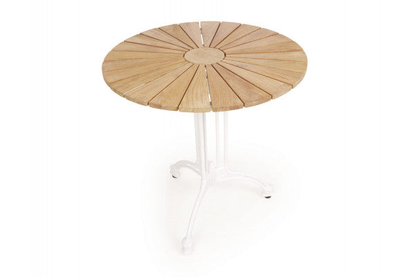 Produktbillede af DaneLine Eva Teak Cafébord Ø70 cm Hvid på tilbud i høj kvalitet