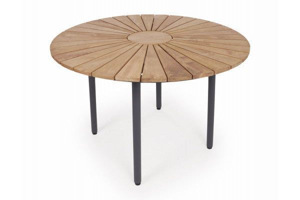 Produktbillede af DaneLine Eva Teak Havebord Ø110 cm Grå på tilbud i høj kvalitet