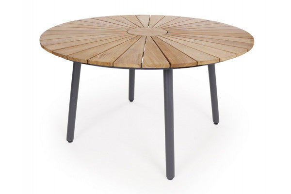 Produktbillede af DaneLine Eva Teak Havebord Ø130 cm Grå på tilbud i høj kvalitet