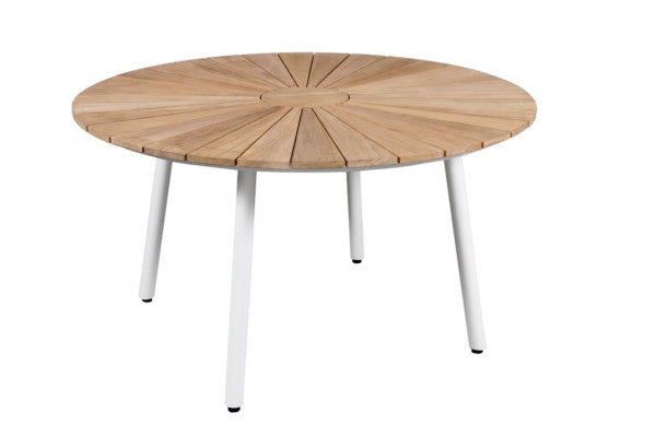 Produktbillede af DaneLine Eva Teak Havebord Ø130 cm Hvid på tilbud i høj kvalitet