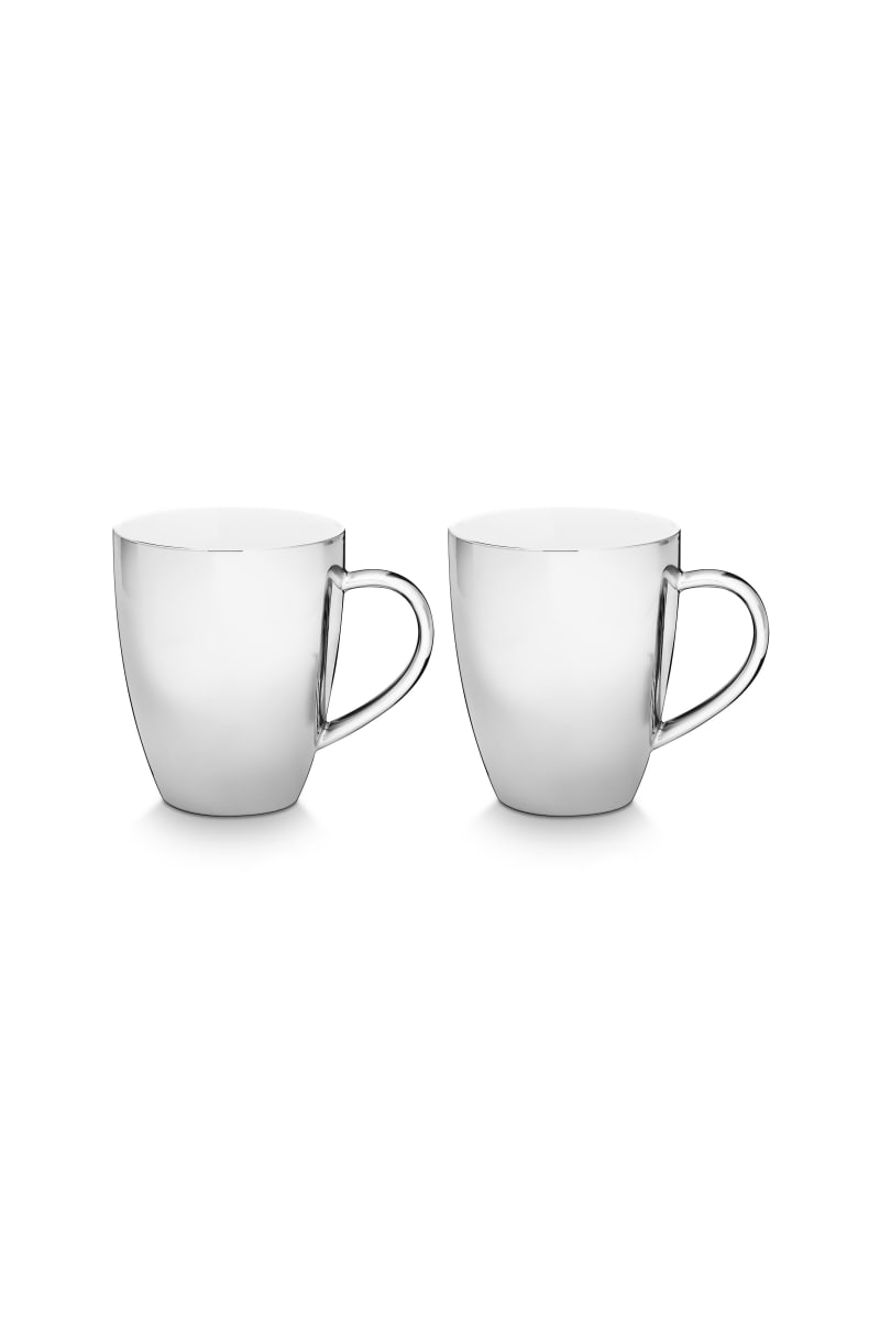 Produktbillede af Set/2 XL Mugs with Ear Silver 400ml på tilbud i høj kvalitet