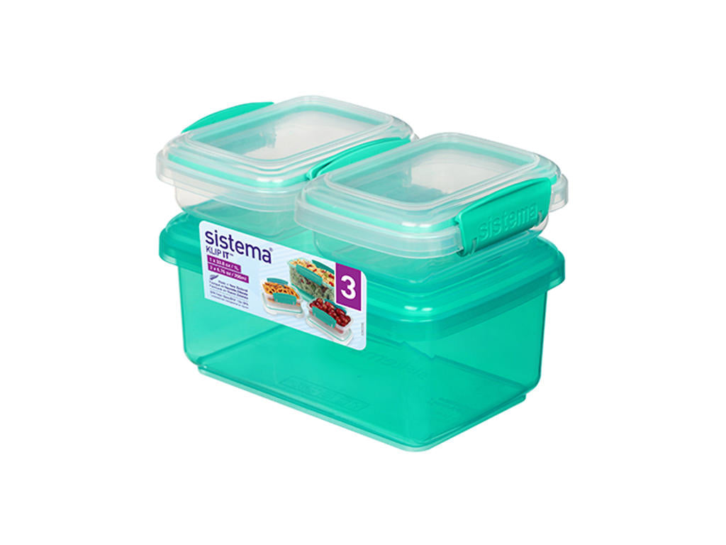 Produktbillede af Sistema Rectangular 3Pack 1L 2 X 200ml i premium kvalitet