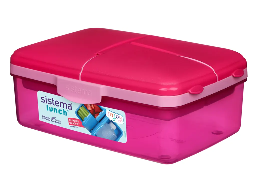 Produktbillede af Sistema Slimline Quaddie 1,5L Pink i premium kvalitet