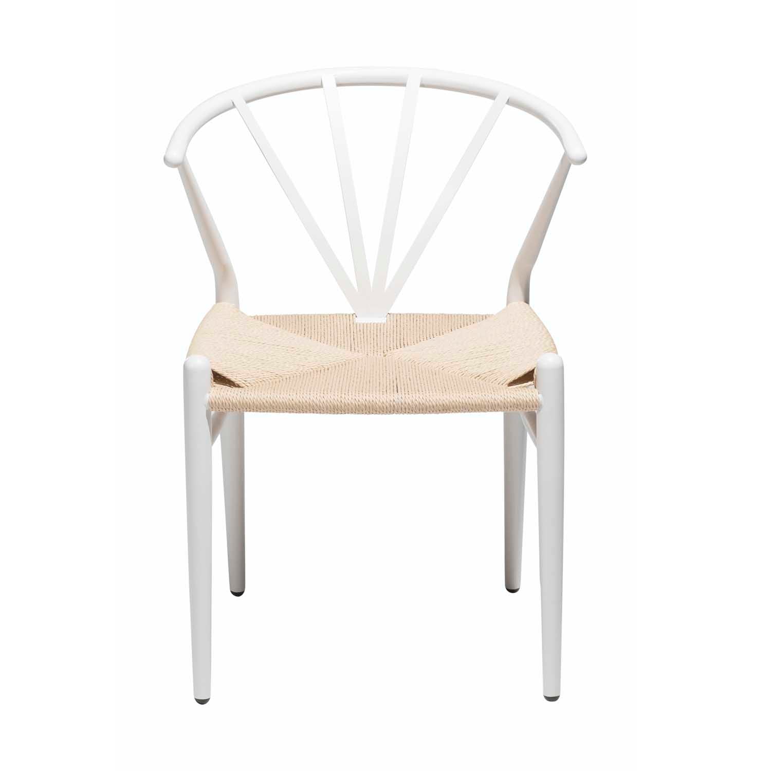 Produktbillede af DAN-FORM Delta spisebordsstol natur papir snor og hvid metal i premium kvalitet