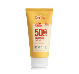 Detaljeret produktbillede af Derma Kids Sol Lotion SPF50 150ml på tilbud