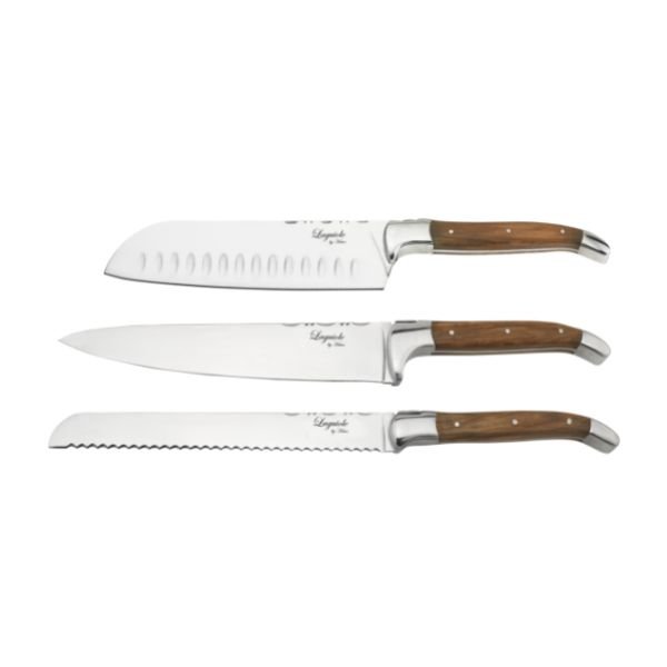 Laguiole By HÃ¢ws 3 Knives Set (Santoku + Chef + Bread Knife) ❤ Kæmpe udvalg i Laguiole ❤ Billig fragt og hurtig levering 2 - 5 hverdage - Varenummer: BAR-629680 / Ean: '5712087100843 på lager - Udsalg på Spar op til 53% - Over 434 design brands på udsalg