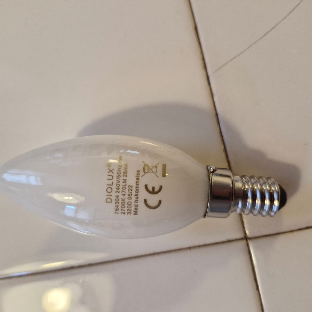Produktbillede af Diolux Kerte40 E14 4W LED 470lm 2700K 3-trins dæmp Så længe lager haves GN i premium kvalitet