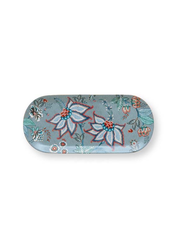 Produktbillede af Cake Tray Rectangular Flower Festival Light Blue 33.3x15.5cm på tilbud i høj kvalitet