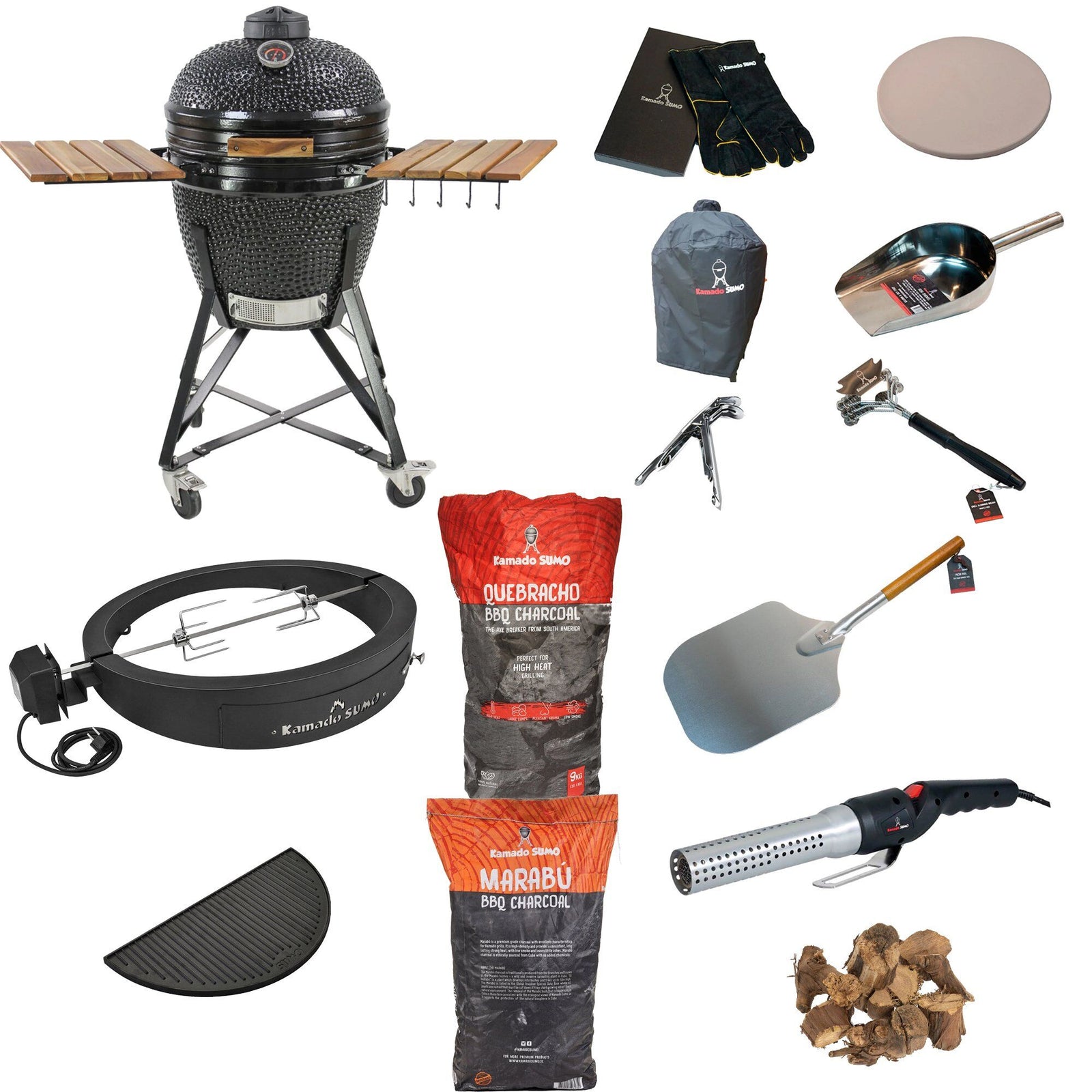Kamado sumo Kamado sumo Midi Deluxe pakke, sort – frontbillede (Kamadogrill)