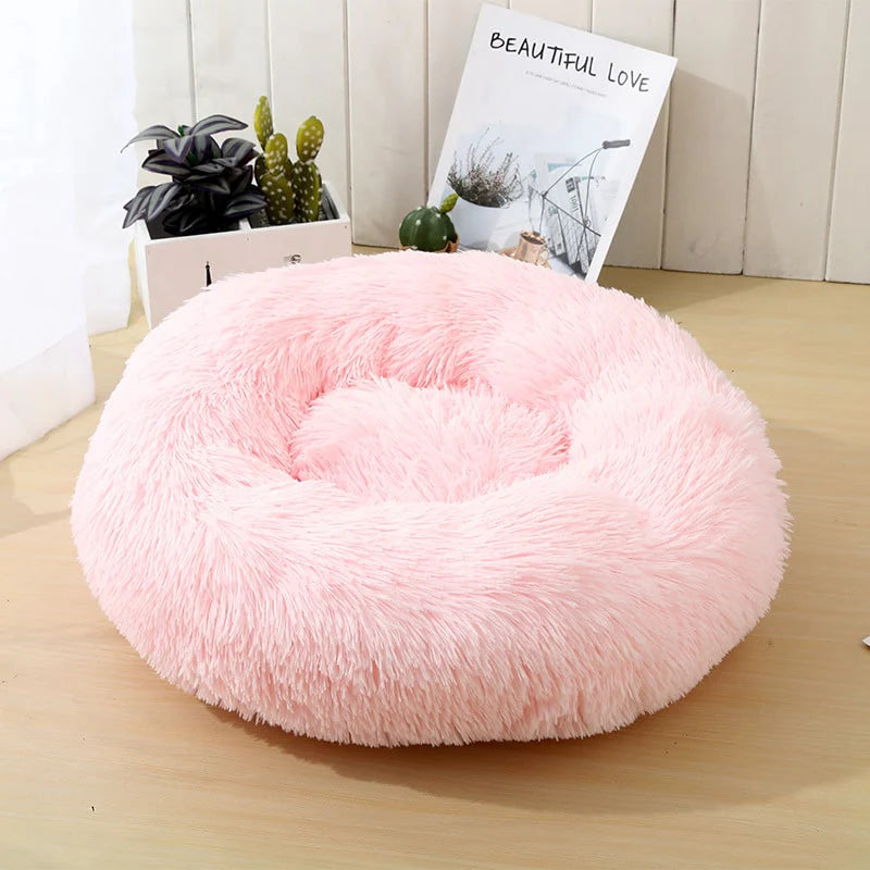 Blød og beroligende donut hundeseng (mange farver) Pink / 60 cm.