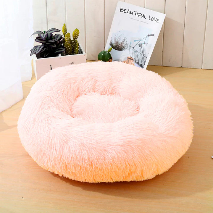 Blød og beroligende donut hundeseng (mange farver) Rosa / 80 cm.