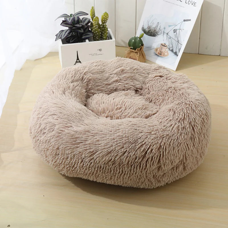 Blød og beroligende donut hundeseng (mange farver) Beige / 80 cm.