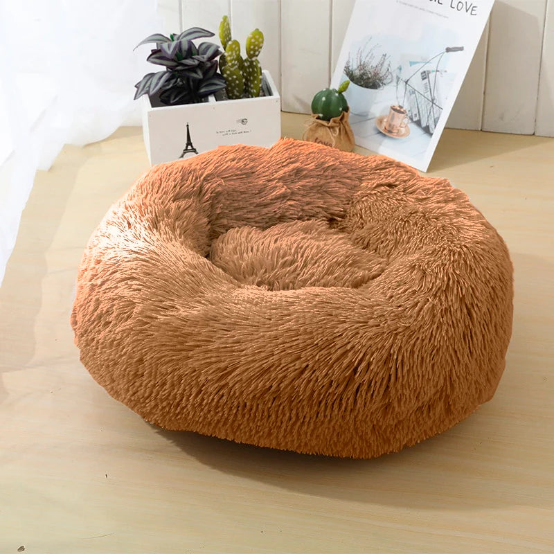 Blød og beroligende donut hundeseng (mange farver) Brun / 40 cm.