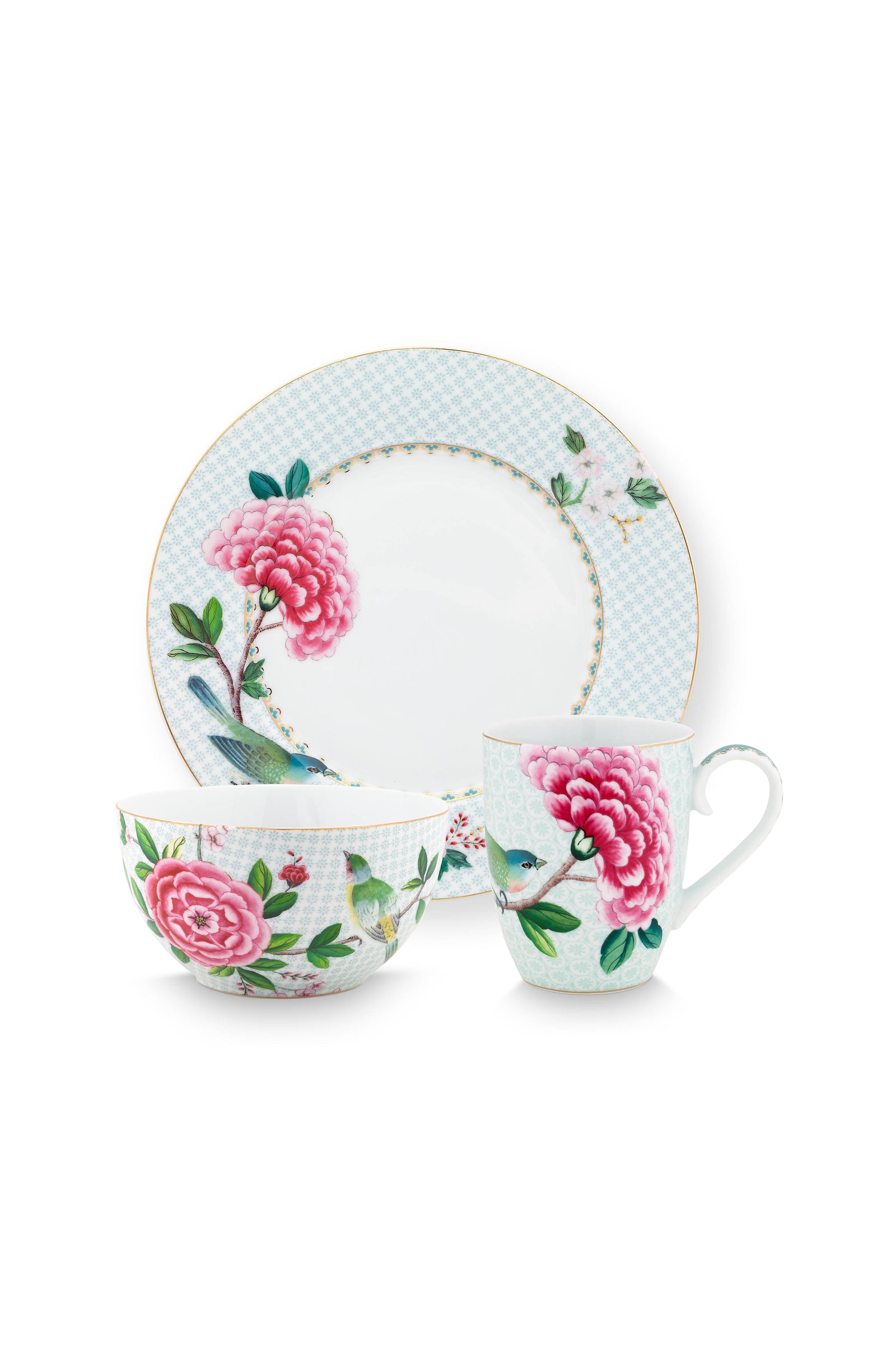 Produktbillede af Set/3 Breakfast Set Blushing Birds White på tilbud i høj kvalitet