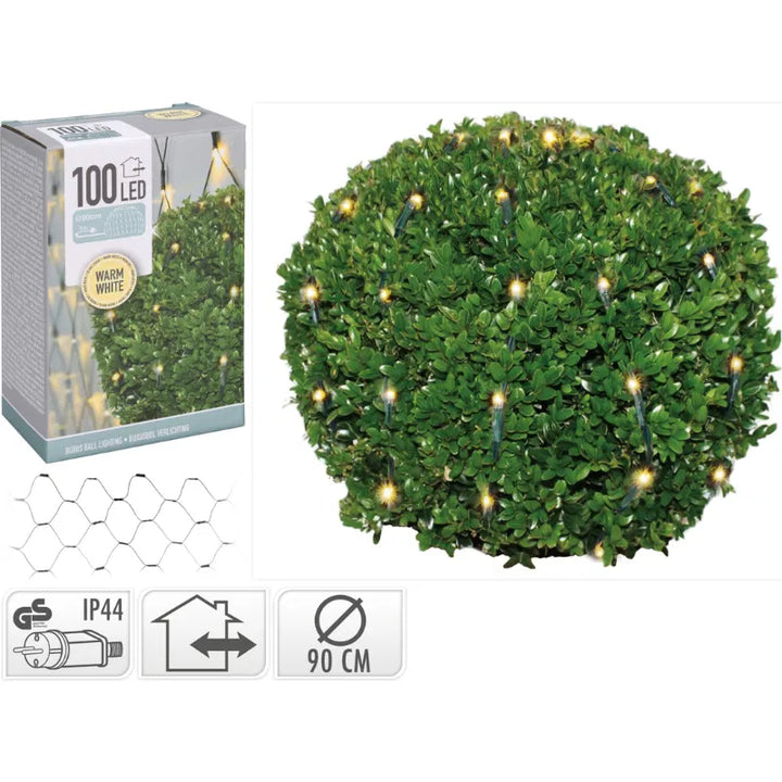 Buxus Kuglenet 100 Led er Varm Hvid