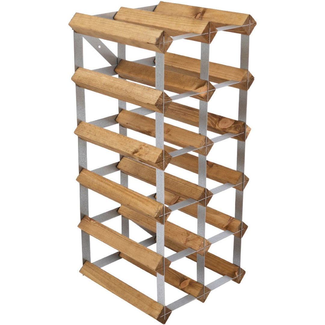 Traditional wine rack Traditional wine rack Vinstativ til 15 flasker, lys eg ❤ vinkelbillede (Vinstativ)